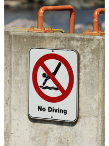 No diving warning sign